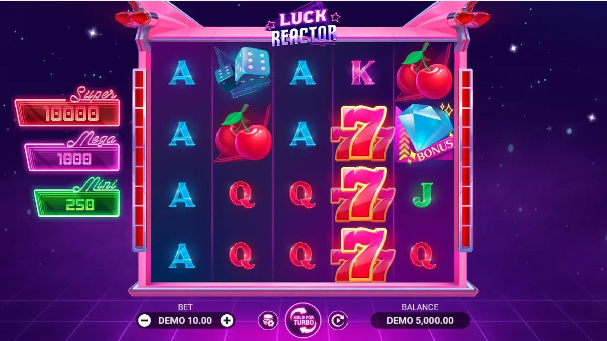 Luck Reactor slot futuristic neon interface