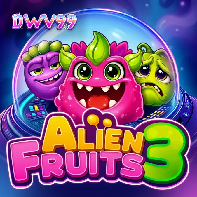 Tangkapan layar gameplay slot Alien Fruits 3 dari BGaming dengan simbol buah alien dan grid cluster pays