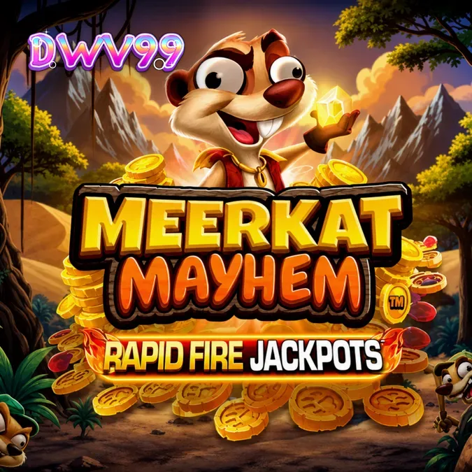 Tampilan visual slot Meerkat Mayhem dengan tema gurun yang ceria